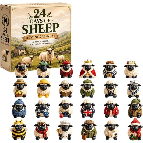 Calendrier de l'Avent 2026 moutons 3D – compte à rebours de Noël 24 jours (1/5)