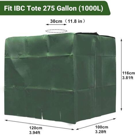 Bâche pour conteneurs IBC de 1000 L – Tissu polyester 420D anticorrosion – Résistante aux UV et au gel – Dimensions : 120 x 100 x 116 cm (1/3)
