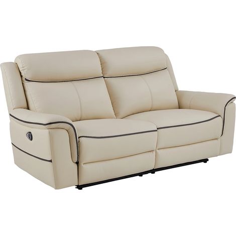 Divano 3 posti relax elettrico in Pelle Beige - ADELIO (1/5)