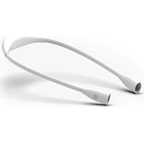 Lampe de lecture LED pour le cou, flexible, 3 couleurs, intensité variable, rechargeable par USB, lampe de chevet mains libres, blanche (1/5)