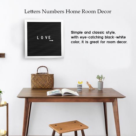 Tableau d'affichage en plastique 25x25cm, lettres et chiffres amovibles, cadre blanc, décoration murale chambre, panneau à messages personnalisable (1/5)
