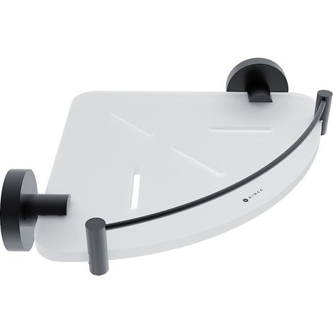 Nimco Tablette d'angle avec barrière de bain, plexiglas, noir mat, Unix noir mat UNC X208-X-90 (1/3)