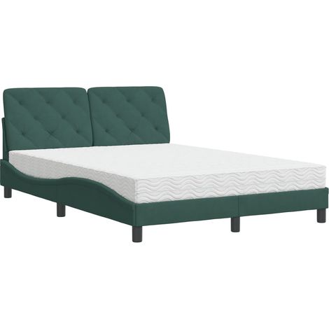 vidaXL Letto con Materasso Verde Scuro 140x190 cm in Velluto (1/5)