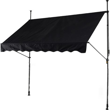 Tenda da sole regolabile per esterni senza foratura con manovella, Tenda da sole e giardino 400 x 210-300 cm Nero (1/4)