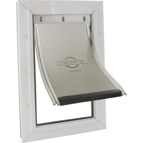 Chatière 660 en aluminium blanc – Volet flexible inclinable – Fermeture magnétique étanche – Pour chien – Petsafe (1/7)