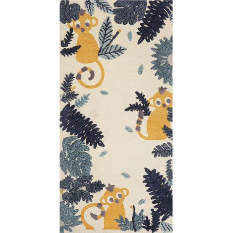 Tappeto per bambini in cotone con motivo natura 80 x 150 cm tessuto a mano multicolore Naibos