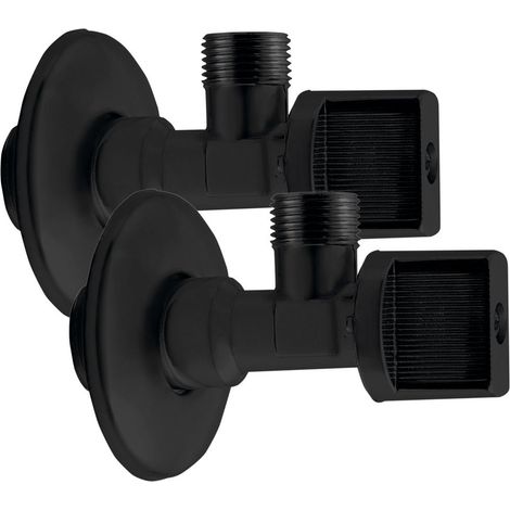 Aqualine Robinets d’angle - Set de robinets d’arrêt, noir mat 5306B