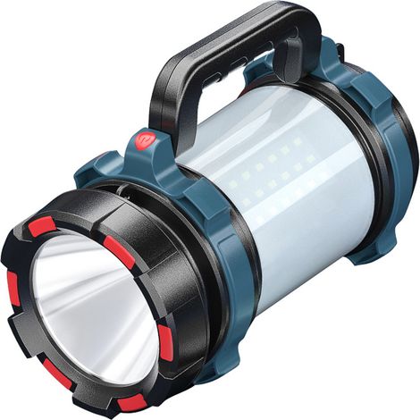 Lampe multifonction portable d'extérieur : éclairage principal haute luminosité + grand projecteur latéral, 5 niveaux d'intensité, poignée pliable, lampe de recherche d'urgence pour le camping. (1/5)
