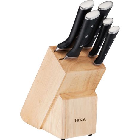 Tefal Ensemble de couteaux inox avec bloc bois (1/4)