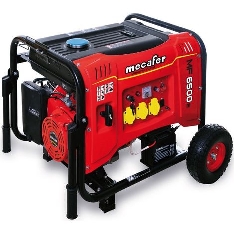 Mecafer – Groupe électrogène 5500W – Démarreur électrique – Autonomie 9h30 – 3 prises 220V – Transportable avec roues
