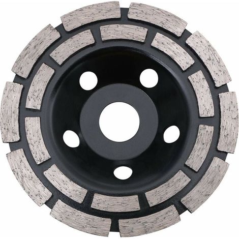 Ulisem Diamantscheibe, Betonschleifdiamant 125 x 22,2 mm zweireihig, Universal-Diamantschleifscheibe zum Schleifen von Beton, Stein, Granitestrich, Mauerwerk, universell einsetzbar (1/4)