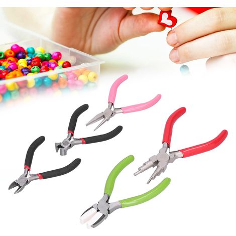 Ensemble de 5 pinces à bijoux, pinces à ornements, pinces à bec fin, pinces coupantes diagonales, mini-outils de bricolage pour le filage et le perlage (1/5)