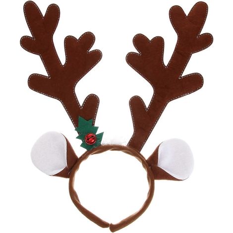 Serre-tête amusant pour enfants et femmes, motif bois de renne et clochette, accessoire de déguisement pour fêtes et Noël (marron)-Coffee