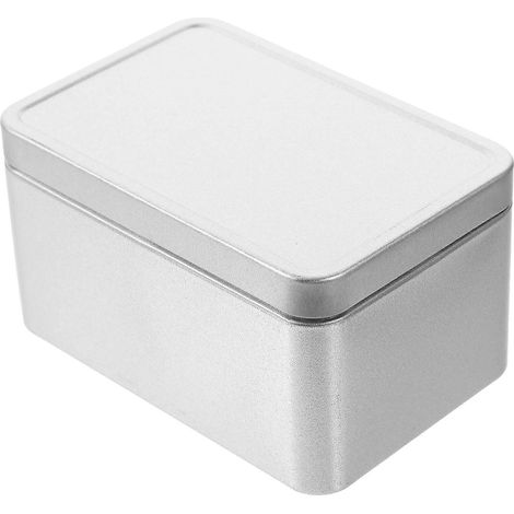 Boîte de rangement en fer-blanc, boîte à bonbons en fer-blanc, boîte de rangement en fer-blanc, boîte à biscuits-12X8X6.5CM-Silver (1/3)