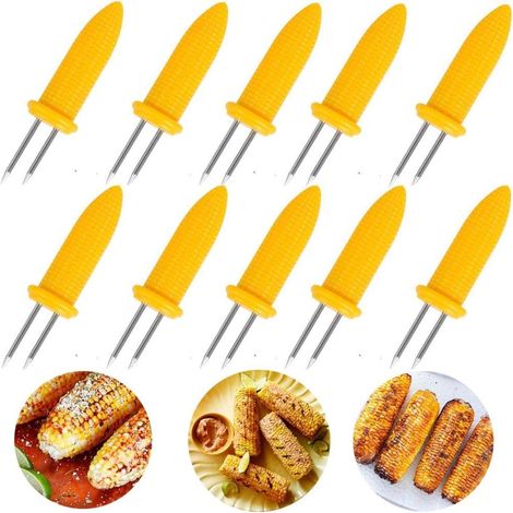 10-teiliges Maiszangen-Set – Maiskolben-Schnur, Maisgabel aus Edelstahl