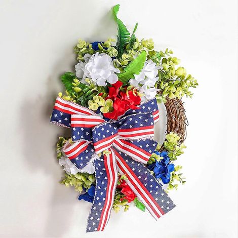 Couronne décorative en tissu avec fleurs, motif noué, résistante à la décoloration, pour la décoration murale de la porte d'entrée. (1/4)