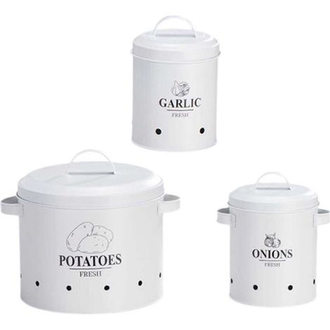 Lot de 3 boîtes de rangement pour la cuisine, dont une boîte à pommes de terre. (1/4)