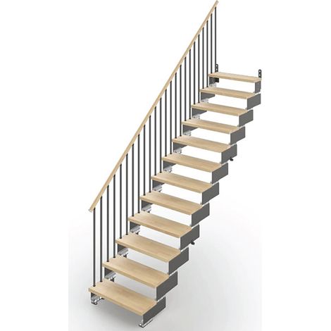 Scala dritta 12 gradini - Larghezza 95cm -  Legno e bianco - COMPO95V/SAMNAT-12
