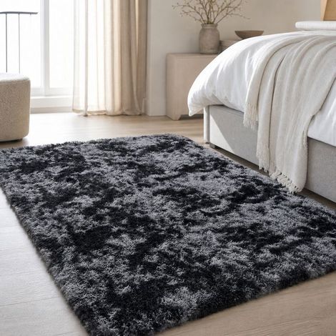 BelleRise – Weicher, rutschfester Hochflorteppich – hypoallergenes Polyester für Wohn- und Schlafzimmer – 120 x 160 cm, dunkelgrau (1/5)
