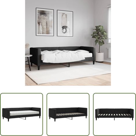 vidaXL Canapé transformable - Lit de jour avec matelas noir 80x200 cm tissu (1/5)