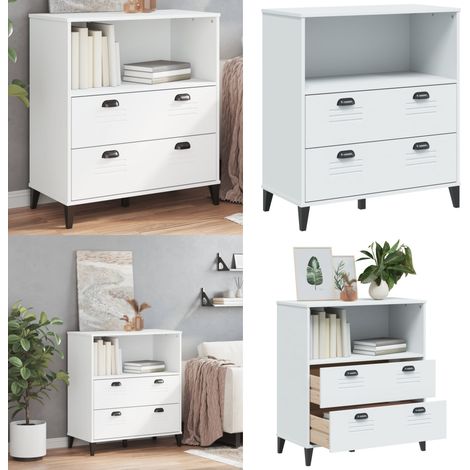 Bibliothèque VIKEN blanc 80x40x90 cm bois d'ingénierie - Bibliothèque Industrielle - Meuble Rangement - Étagère Blanche - Bibliothèque Moderne - Armoire Ouverte - Home & Living (1/5)