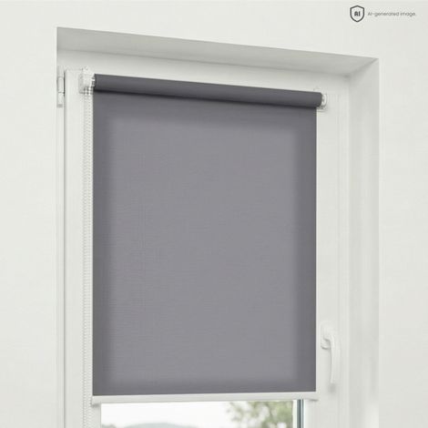 Estika Rollo ohne Bohren - 90 x 220 cm - Grauviolett - Sonnenschutz für Innenfenster - Halbtransparenter Stoff - Klemmfix-Befestigung (1/5)