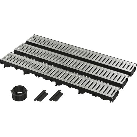 AlcaDrain Garagenset Entwässerungsrinne mit verzinktem Rost 3 Meter (1/2)