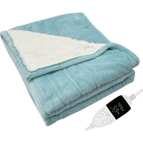 Couverture chauffante , couverture chauffante pour le corps, couverture électrique en flanelle, 6 niveaux de chaleur, convient pour les lits et les canapés, lavable en machine (1/4)