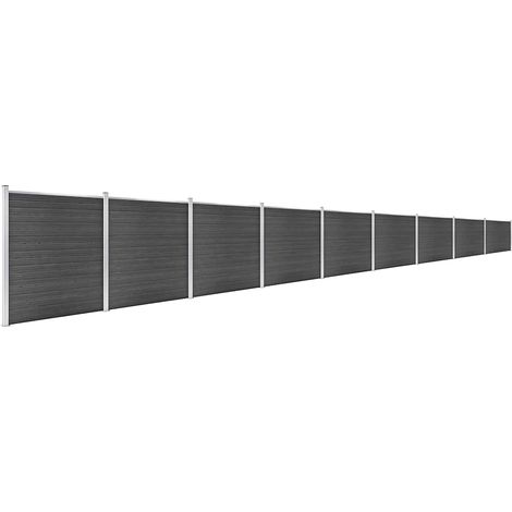 Clôture WPC/Ensemble de Panneau de Clôture,Barrière de jardin 1564x186 cm Noir -20816 (1/5)