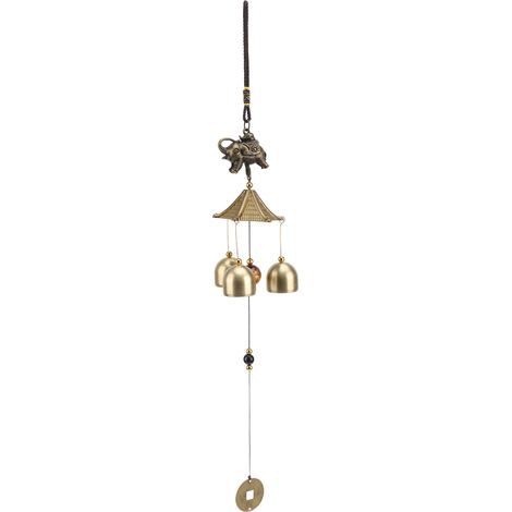 Carillon éolien en cuivre, ornement de porte, cloche en cuivre pur, style ethnique, porte-bonheur, rétro, sonnette de magasin, clochette de notification (1/5)