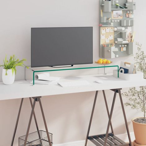 Meuble TV/pour moniteur 90x30x13 cm verre transparent vidaXL (1/5)