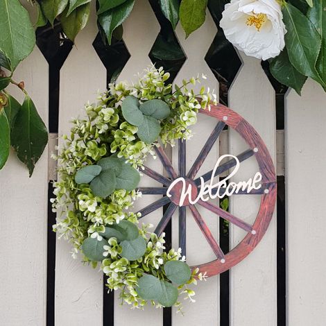 Guirlande Verte - Couronne De Plantes Artificielles Pour Porte D'Entrée - Décoration Intérieure Et Extérieure - 1 Pièce (1/5)