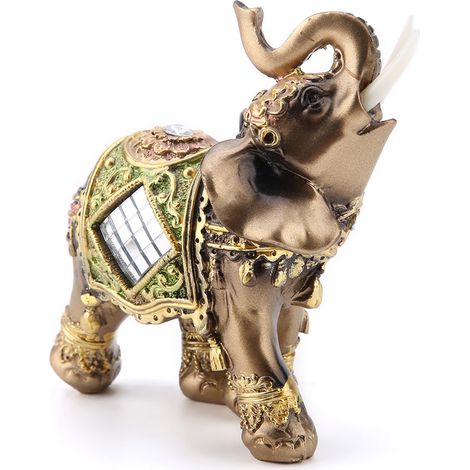 Statuette Éléphant Porte-Bonheur Feng Shui Vert, Décoration Intérieure Cadeau Chance (Taille Moyenne) (1/5)