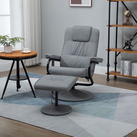 Sillón de Masaje Eléctrico con Reposapiés Sillón Relax Reclinable con Control Remoto y 10 Puntos de Masaje Gris (1/5)