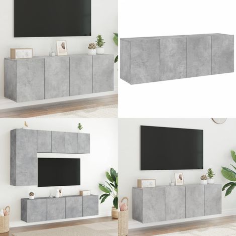 Meubles TV muraux 2 pcs gris béton 60x30x41 cm - Meuble Tv - Meuble Tv Mural - Support Tv - Meuble Hifi - Rangement Tv - Home & Living (1/5)