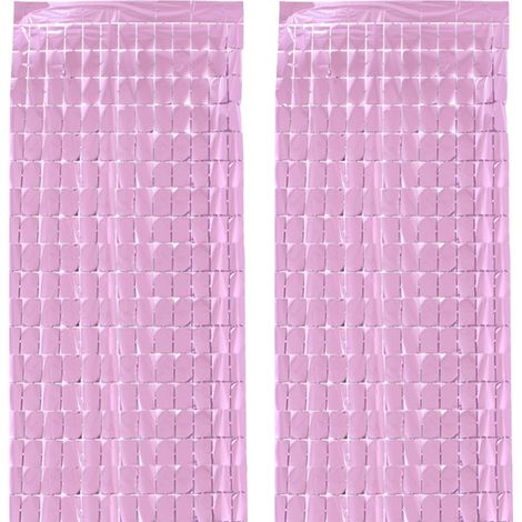 Rideau Arrière-plan En Papier D'Aluminium - Franges Carrées 100 cm x 200 cm - Pour Décoration De Fête Anniversaire Mariage Noël - 2 Pièces (1/5)