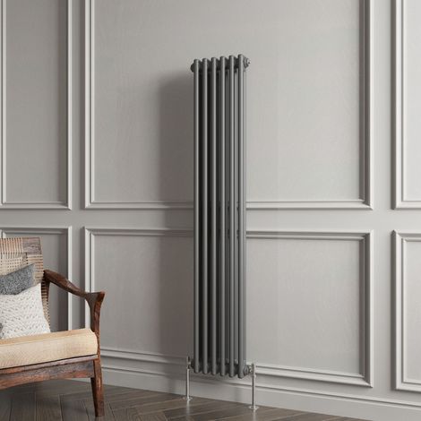 Biubiubath Traditional Cast Iron Style Radiator Vertical 2 Column Anthracite 1500x290mm