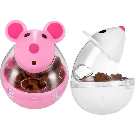 Lot de 2 distributeurs de croquettes pour chat, jouets à friandises en forme de souris, pour un entraînement interactif et stimulant l'intelligence (couleur aléatoire). (1/5)