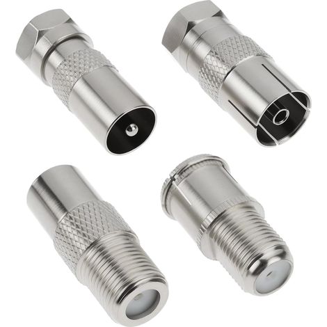 Kit d'adaptateurs Coaxiaux F vers TV PAL 4 Pièces Connecteurs F Femelle Mâle 75 Ohms vers TV Type PAL pour Tuner Satellite (1/5)