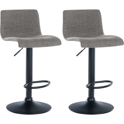 Conjunto de 2 taburetes de bar de diseño sencillo con reposapiés en tejido gris claro con patas de metal negro 100004053