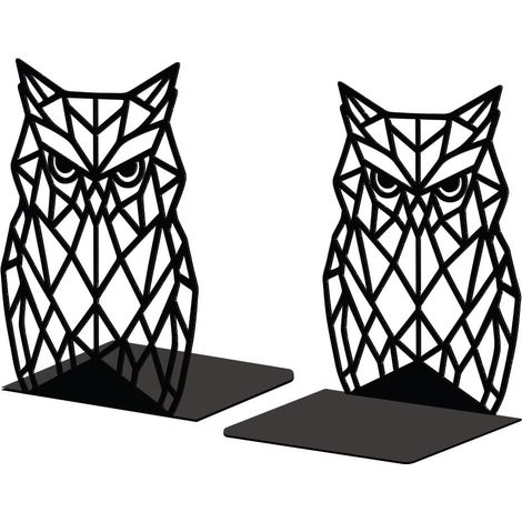 Lot de 2 Serre-Livres Métal Hibou Géométrique Décoratif (1/5)