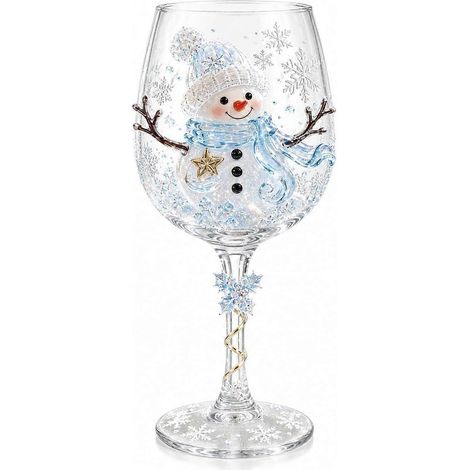 Verre à vin de Noël à motif en relief verres à pied décorés d'un sapin et de flocons de neige verrerie festive pour boissons - C (1/5)