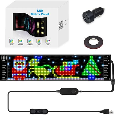 (16x64 LED 12x48 CM) Panneau matriciel de pixels LED, haute luminosité défilante, contrôle par application Bluetooth. (1/5)