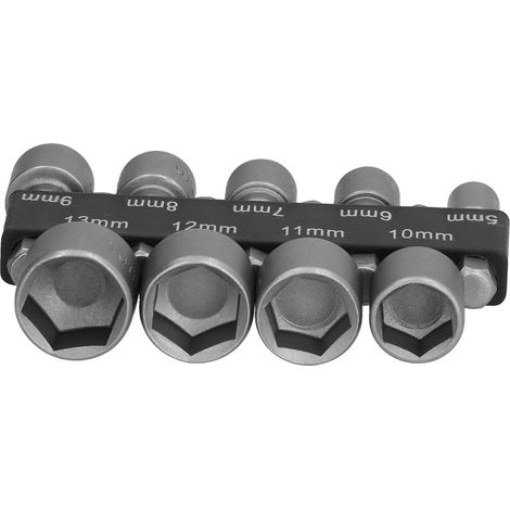 Ensemble de 9 pièces comprenant des embouts de tournevis hexagonaux, des adaptateurs, des outils de démontage et de montage d'écrous, des accessoires de fixation (5-13 mm)