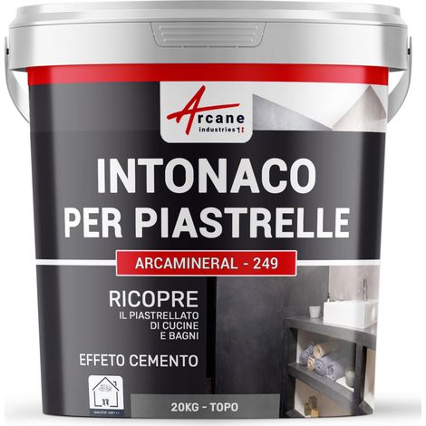 Intonaco per piastrelle del bagno e cucina, su pavimento e pareti - ARCAMINERAL - 20 kg (circa 13 m²) Topo - ARCANE INDUSTRIES