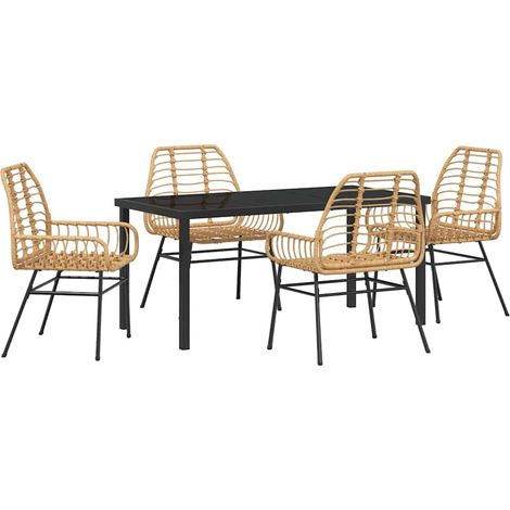Maison Exclusive - Garten Essgruppe 5 pcs Braun Poly-Rattan (1/5)