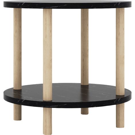 Tavolino laterale 49 x 42 cm effetto marmo nero 030010973