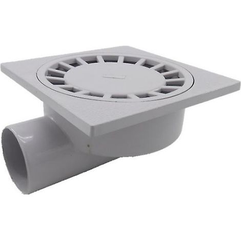 Bodenablauf 200 mm x 200 mm – 75 mm horizontaler Abfluss – Weißes PVC – Für Duschen und Nasszellen – 1 Stück – Naxunnn (1/5)
