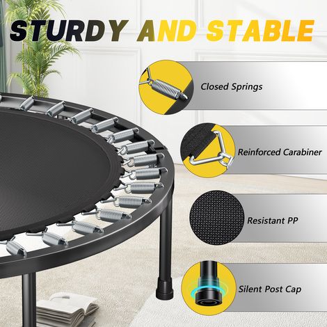 Trampolin pliable 101 cm avec poignée – Ressorts standard – Noir (1/5)