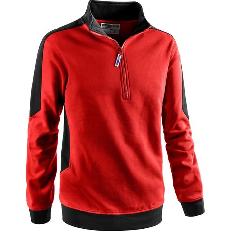 FELPA MEZZA ZIP PATCH ROSSO/NERO